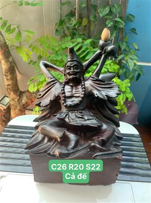 Tượng Phật Sống Tượng Tế Công Gỗ Trắc Liền Khối Xông Trầm