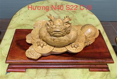 Thiềm Thừ Phong Thủy, Cóc 3 Chân, Cóc Ngậm Tiền Tài Lộc Hóa Rồng Gỗ Hương