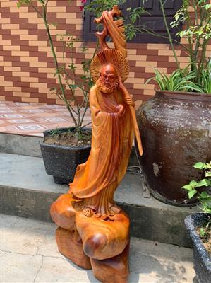 Tượng Phật Đạt Ma Sư Tổ Khất Thực Gỗ Hương Liền Khối